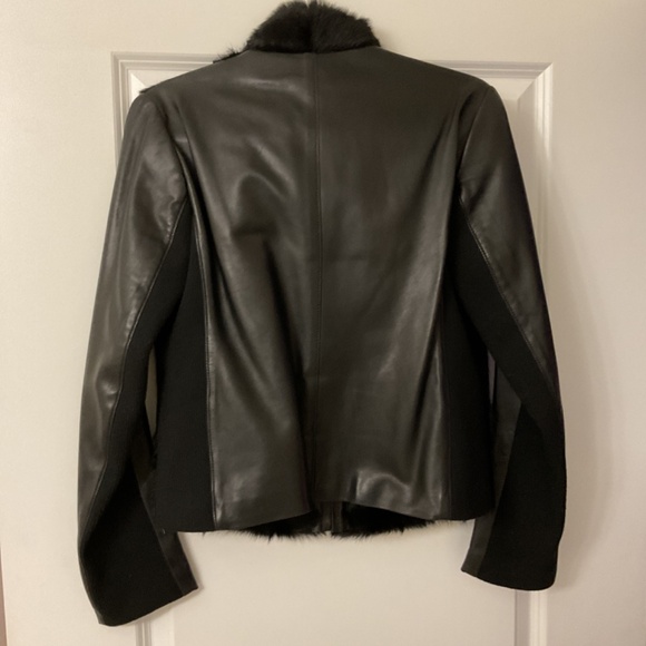 Leather/fur jacket black by Trilogy Collection size M - Picture 5 of 7